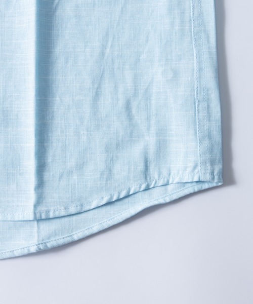 NYLAUS（ナイラス）の「レギュラーフィット ボタンダウン/バンドカラー ショートスリーブ シャンブレーシャツ（シャツ/ブラウス・メンズ・サックスブルー系1/ブルー系1/ネイビー系1/ベージュ系2/ベージュ系1/ホワイト系1/ホワイト系2・M/L/LL）」の18枚目の写真