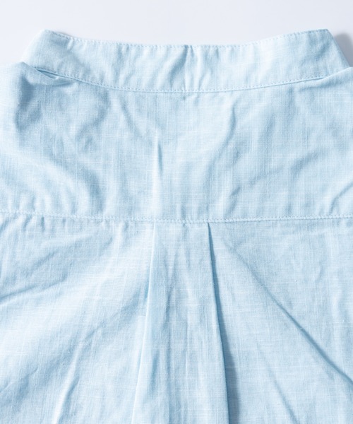 NYLAUS（ナイラス）の「レギュラーフィット ボタンダウン/バンドカラー ショートスリーブ シャンブレーシャツ（シャツ/ブラウス・メンズ・サックスブルー系1/ブルー系1/ネイビー系1/ベージュ系2/ベージュ系1/ホワイト系1/ホワイト系2・M/L/LL）」の19枚目の写真