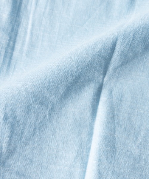 NYLAUS（ナイラス）の「レギュラーフィット ボタンダウン/バンドカラー ショートスリーブ シャンブレーシャツ（シャツ/ブラウス・メンズ・サックスブルー系1/ブルー系1/ネイビー系1/ベージュ系2/ベージュ系1/ホワイト系1/ホワイト系2・M/L/LL）」の20枚目の写真