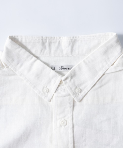 NYLAUS（ナイラス）の「レギュラーフィット ボタンダウン/バンドカラー ショートスリーブ シャンブレーシャツ（シャツ/ブラウス・メンズ・サックスブルー系1/ブルー系1/ネイビー系1/ベージュ系2/ベージュ系1/ホワイト系1/ホワイト系2・M/L/LL）」の9枚目の写真