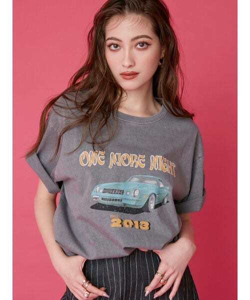 EVRIS(エヴリス)の「CARグラフィックオーバーサイズTシャツ(Tシャツ/カットソー・レディース・グレー/ホワイト/ブラック・FREE)」の21枚目の写真