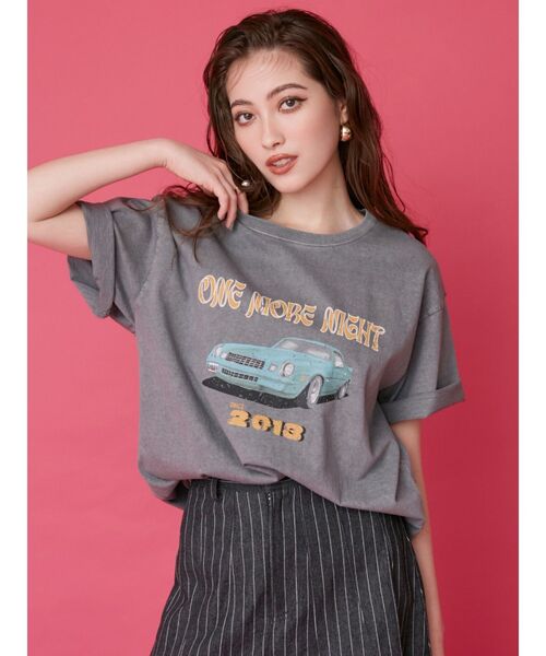 EVRIS(エヴリス)の「CARグラフィックオーバーサイズTシャツ(Tシャツ/カットソー・レディース・グレー/ホワイト/ブラック・FREE)」の22枚目の写真
