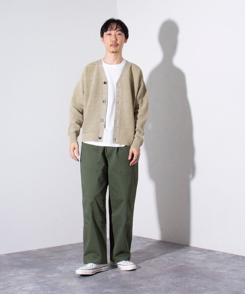 GLOSTER(グロスター)の「【ニット+Tシャツの2点セット】レイヤード Vネック カーディガン MIXニット(カーディガン/ボレロ・メンズ・ライトパープル/サックスブルー/イエロー・M/S/L)」の4枚目の写真