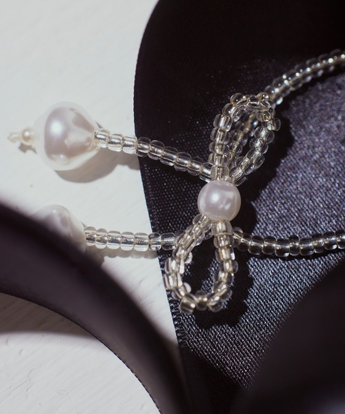 ANU（アヌ）の「ribbon beads choker - リボンビーズチョーカー（ネックレス・レディース・ブラック/ホワイト・FREE）」の14枚目の写真