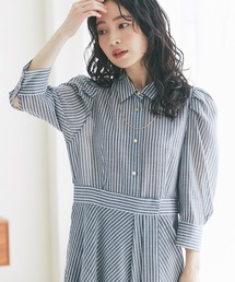 La boutique BonBon サッカーストライプフレアシャツワンピース La boutique BonBon サッカーストライプフレアシャツワンピース