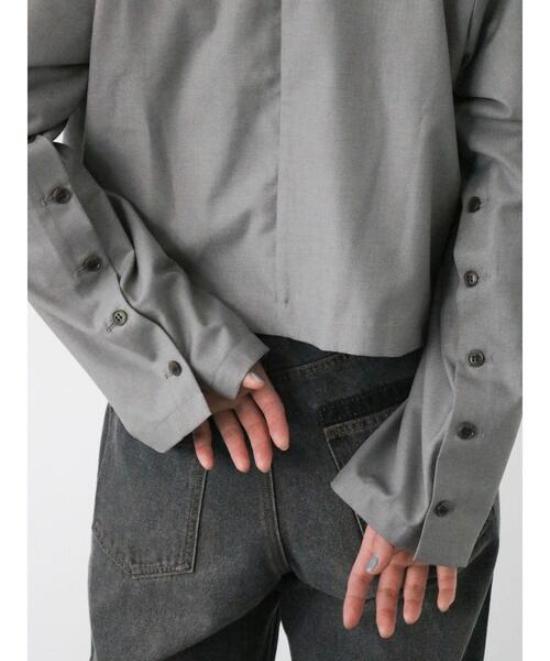 ehka sopo（エヘカソポ）の「袖スリットショート丈ジャケット(セットアップ可)（ノーカラージャケット・レディース・グレー/カーキ/ブラック・F）」の18枚目の写真