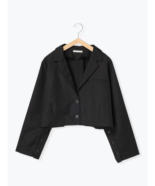 ehka sopo（エヘカソポ）の「袖スリットショート丈ジャケット(セットアップ可)（ノーカラージャケット・レディース・グレー/カーキ/ブラック・F）」の8枚目の写真