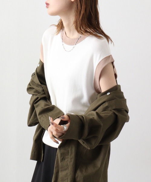 A.N.L（エーエヌエル　レーベル）の「A.N.L 配色ニットプルオーバー（Tシャツ/カットソー・レディース・ブラック/ベージュ/オフホワイト/マスタード・38）」の13枚目の写真