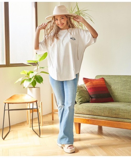 anap mimpi（アナップミンピ）の「オルテガ 刺繍 コットン ビッグ Tシャツ（Tシャツ/カットソー・レディース・ブラック/オフホワイト/ピンク/アイボリー・FREE）」の10枚目の写真