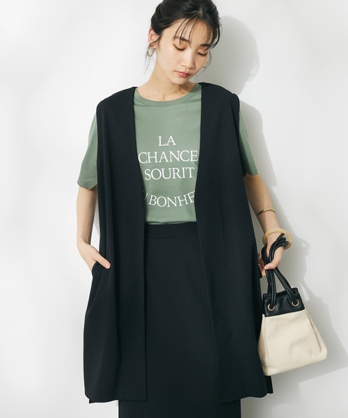 CRAFT STANDARD BOUTIQUE（クラフトスタンダードブティック）の「カットジョーゼットベスト（ベスト・レディース・ブラック/アイボリー/モカ・FREE）」の2枚目の写真