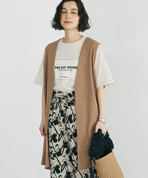 CRAFT STANDARD BOUTIQUE（クラフトスタンダードブティック）の「カットジョーゼットベスト（ベスト・レディース・ブラック/アイボリー/モカ・FREE）」の3枚目の写真