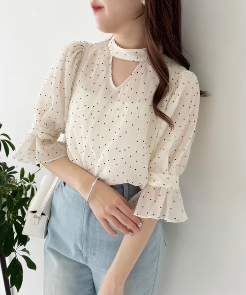 one after another NICE CLAUP（ワンアフターアナザーナイスクラップ）の「取り外し可能/ボウタイアソートブラウス（シャツ/ブラウス・レディース・アイボリー/アイボリー系/オフホワイト/ブラック・FREE）」の4枚目の写真