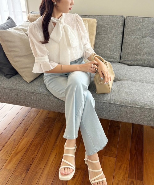 one after another NICE CLAUP（ワンアフターアナザーナイスクラップ）の「取り外し可能/ボウタイアソートブラウス（シャツ/ブラウス・レディース・アイボリー/アイボリー系/オフホワイト/ブラック・FREE）」の8枚目の写真