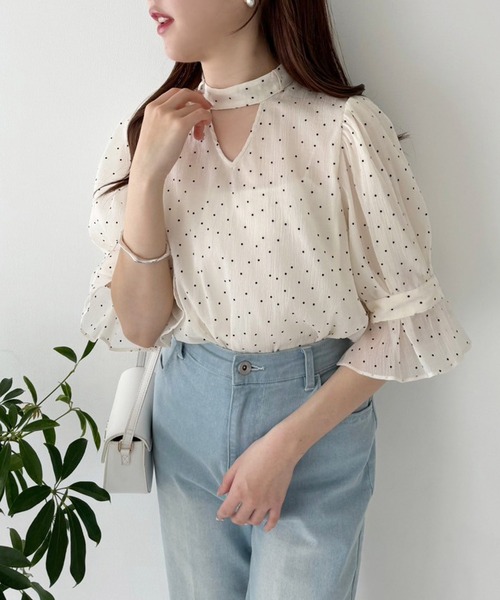 one after another NICE CLAUP（ワンアフターアナザーナイスクラップ）の「取り外し可能/ボウタイアソートブラウス（シャツ/ブラウス・レディース・アイボリー/アイボリー系/オフホワイト/ブラック・FREE）」の13枚目の写真