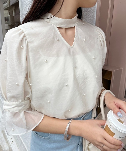 one after another NICE CLAUP（ワンアフターアナザーナイスクラップ）の「取り外し可能/ボウタイアソートブラウス（シャツ/ブラウス・レディース・アイボリー/アイボリー系/オフホワイト/ブラック・FREE）」の7枚目の写真