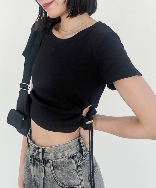 Heather(ヘザー)の「カットアウトドロストTEE 118720(Tシャツ/カットソー・レディース・ブラック/ホワイト/グレー・FREE)」の1枚目の写真