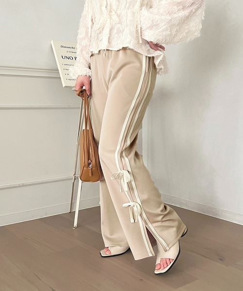 apres jour（アプレジュール）の「リボンラインパンツ【ZOZOTOWN限定アイテム】（その他パンツ・レディース・ブラック/ピンクベージュ/アイボリー・MEDIUM/SMALL/X-LARGE）」の4枚目の写真