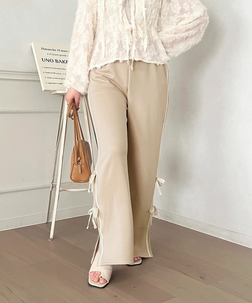 apres jour（アプレジュール）の「リボンラインパンツ【ZOZOTOWN限定アイテム】（その他パンツ・レディース・ブラック/ピンクベージュ/アイボリー・MEDIUM/SMALL/X-LARGE）」の9枚目の写真