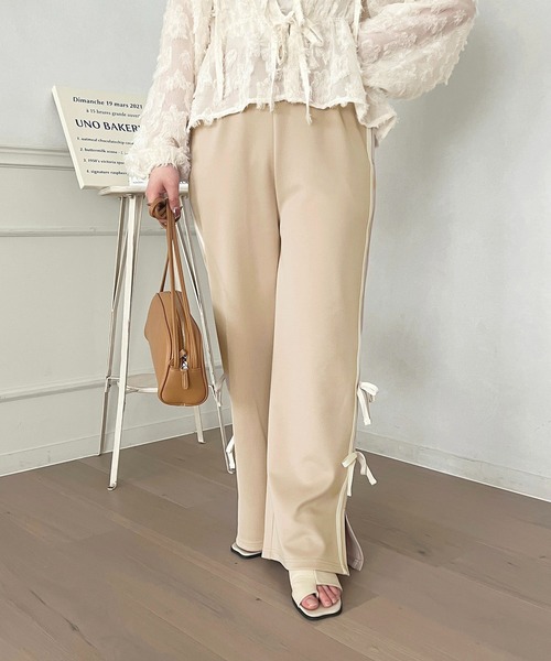 apres jour（アプレジュール）の「リボンラインパンツ【ZOZOTOWN限定アイテム】（その他パンツ・レディース・ブラック/ピンクベージュ/アイボリー・MEDIUM/SMALL/X-LARGE）」の5枚目の写真