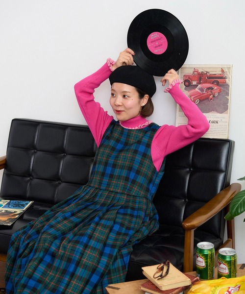 CHILD WOMAN（チャイルドウーマン）の「タータンチェックサイドプリーツ ワンピース（ワンピース・レディース・イエロー/ブルー/アイボリー・FREE）」の2枚目の写真