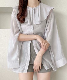 【apres jour clair】フリル襟シアーシャツ【ZOZOTOWN限定アイテム】