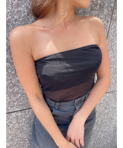 DURAS（デュラス）の「Ｓｈｅａｒ　ｂｅａｒ　ｔｏｐ（チューブトップ・レディース・ブラック/ホワイト・FREE）」の10枚目の写真