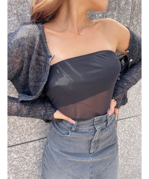 DURAS（デュラス）の「Ｓｈｅａｒ　ｂｅａｒ　ｔｏｐ（チューブトップ・レディース・ブラック/ホワイト・FREE）」の13枚目の写真