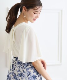 couture brooch | 【前後2WAY/マシンウォッシャブル】袖フレアリボンブラウス(シャツ/ブラウス)