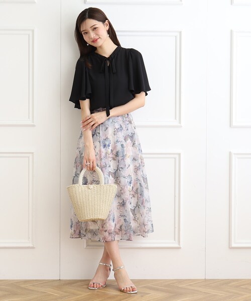 couture brooch(クチュールブローチ)の「◆【前後2WAY/マシンウォッシャブル】袖フレアリボンブラウス(シャツ/ブラウス・レディース・ピンク/オフホワイト/ライトグレー/ブラック・40/42/38)」の14枚目の写真