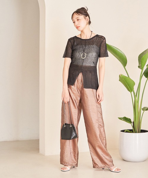 VIS（ビス）の「【洗える】シアーカーゴパンツ（カーゴパンツ・レディース・ブラック/ブラウン/ピンク・FREE）」の4枚目の写真