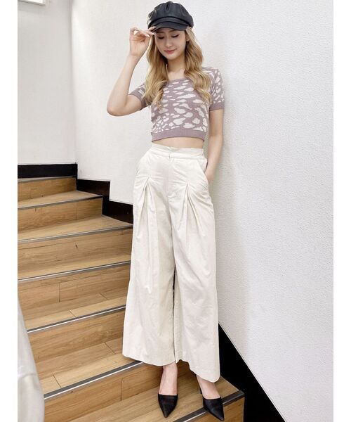 GYDA（ジェイダ）の「2WAYレオパードハーフスリーブニットトップス（ニット/セーター・レディース・ベージュ/ピンク/アイボリー・FREE）」の13枚目の写真