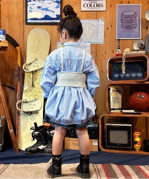 GROOVY COLORS(グルービーカラーズ)の「Typewriter Long Balloon Shirt(シャツ/ブラウス・キッズ・ライトブルー・120/110)」の6枚目の写真