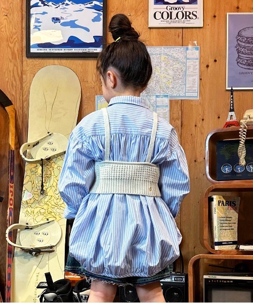 GROOVY COLORS(グルービーカラーズ)の「Typewriter Long Balloon Shirt(シャツ/ブラウス・キッズ・ライトブルー・120/110)」の5枚目の写真