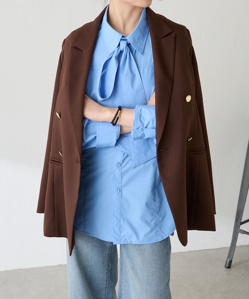 美品 コラージュガリャルダガランテ Q.anos ボウタイデニムシャツ セール】Q.anos/ボウタイデニムシャツ（シャツ/ブラウス