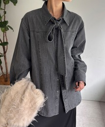 COLLAGE GALLARDAGALANTE（コラージュガリャルダガランテ）の「Q.anos ボウタイデニムシャツ 大人気アイテムリバイバル ZOZO限定（シャツ/ブラウス）」