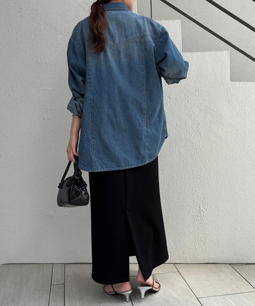 セール】Q.anos/ボウタイデニムシャツ/WEB限定（シャツ/ブラウス