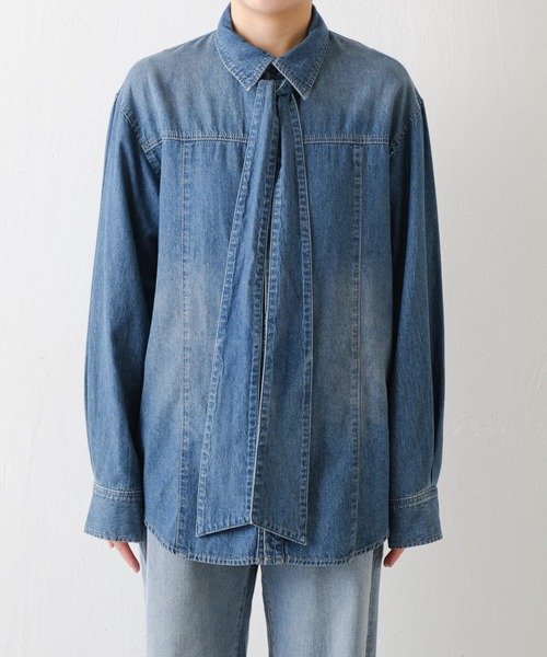Q.anos/ボウタイデニムシャツ（シャツ/ブラウス）｜COLLAGE