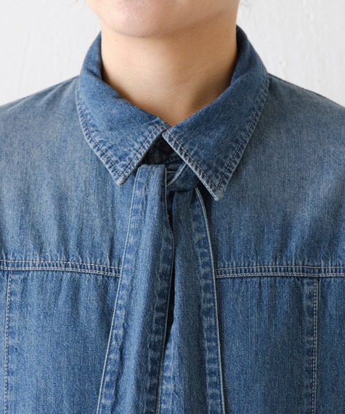 美品 コラージュガリャルダガランテ Q.anos ボウタイデニムシャツ 美品 コラージュガリャルダガランテ Q.anos ボウタイデニムシャツ