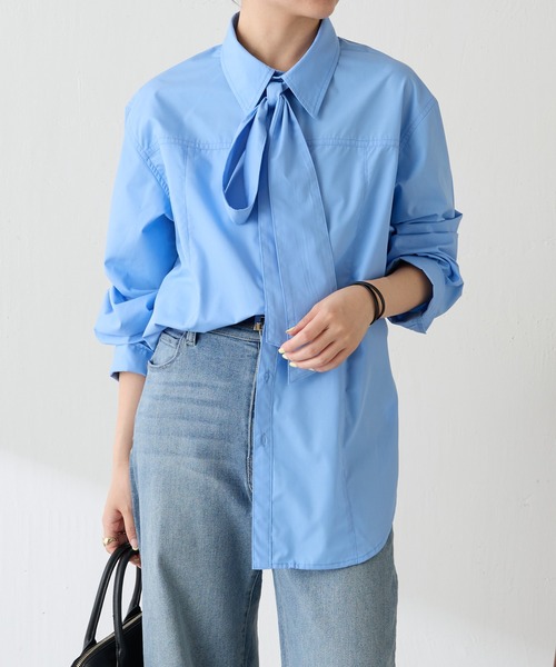 美品 コラージュガリャルダガランテ Q.anos ボウタイデニムシャツ Q.anos/ボウタイデニムシャツ（シャツ/ブラウス）｜COLLAGE