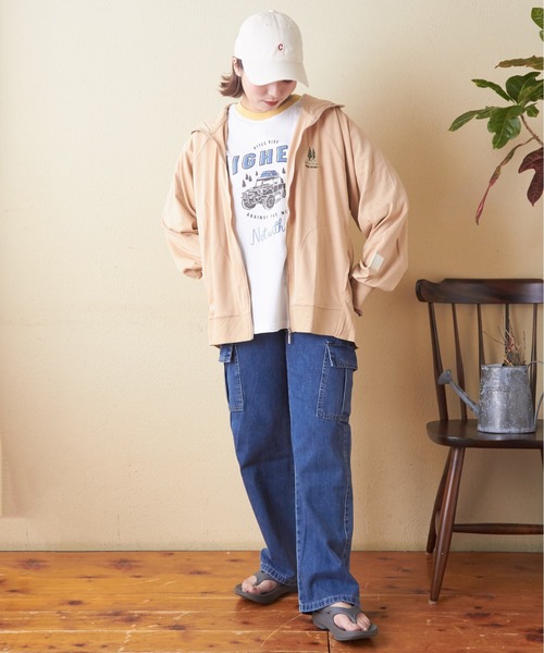 CUBE SUGAR（キューブシュガー）の「40/-スムースUVカットラグランスリーブジップパーカー（パーカー・レディース・ブラック/グリーン/レッド/ベージュ/マルチ・M）」の14枚目の写真