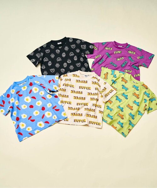 BREEZE(ブリーズ)の「【WEB限定】総柄POPTシャツ(Tシャツ/カットソー・キッズ・ライム/パープル/ブラック/アイボリー/ブルー・80/90/100/110/120/130/140)」の6枚目の写真
