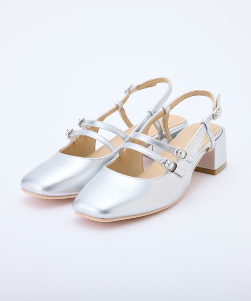 one after another NICE CLAUP（ワンアフターアナザーナイスクラップ）の「ダブルストラップバックベルトパンプス（パンプス・レディース・シルバー/ブラック/テラコッタ・S/M/L）」の3枚目の写真