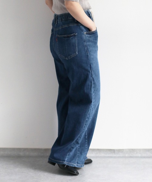cepo（セポ）の「接触冷感・UVカット　ICEデニムイージーワイドパンツ ＜セットアップ可能＞（デニムパンツ・レディース・ブルー系2・L/M/S）」の5枚目の写真