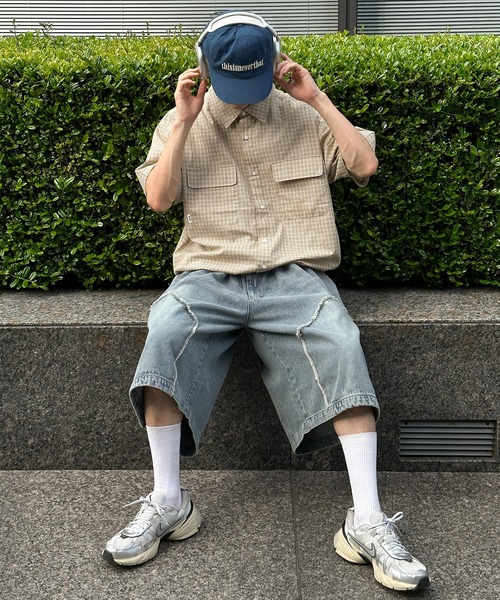 Perushu（ペルーシュ）の「ドローコード付きダブルポケットチェックシャツ（シャツ/ブラウス・メンズ・ダークブラウン/ライトカーキ/ベージュ・MEDIUM/LARGE）」の15枚目の写真