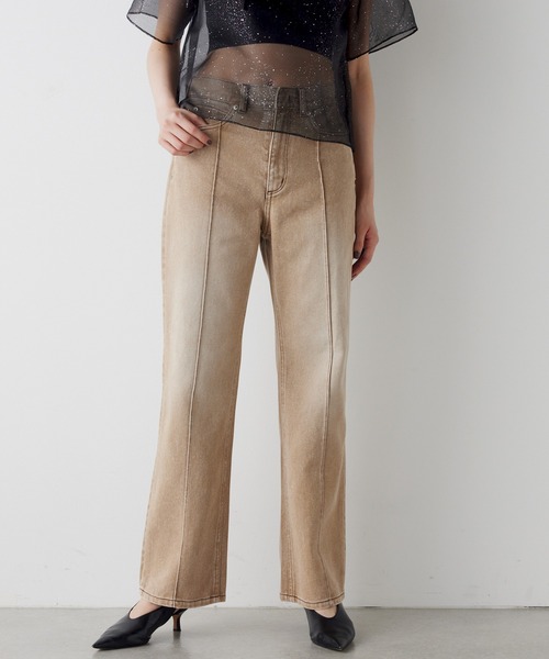 THE PAUSE(ザ ポーズ)の「【THE PAUSE】ストレートデニムパンツ(デニムパンツ・レディース・ブルー/サンドベージュ・36/38)」の2枚目の写真