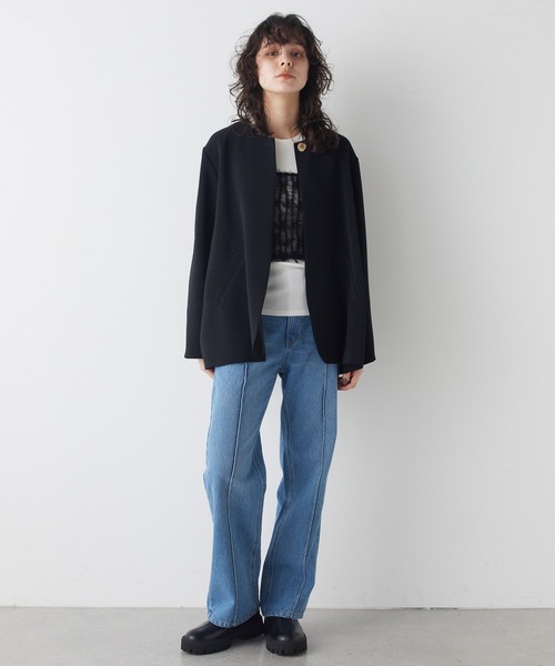 THE PAUSE(ザ ポーズ)の「【THE PAUSE】ストレートデニムパンツ(デニムパンツ・レディース・ブルー/サンドベージュ・36/38)」の7枚目の写真