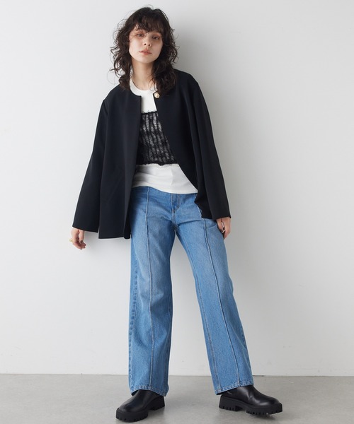 THE PAUSE(ザ ポーズ)の「【THE PAUSE】ストレートデニムパンツ(デニムパンツ・レディース・ブルー/サンドベージュ・36/38)」の3枚目の写真