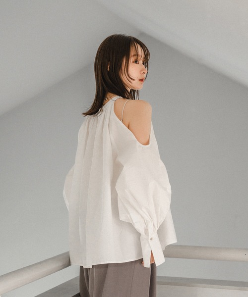 mideal（マイディール）の「open shoulder blouse / オープンショルダーブラウス（シャツ/ブラウス・レディース・サックスブルー/オフホワイト・FREE）」の20枚目の写真