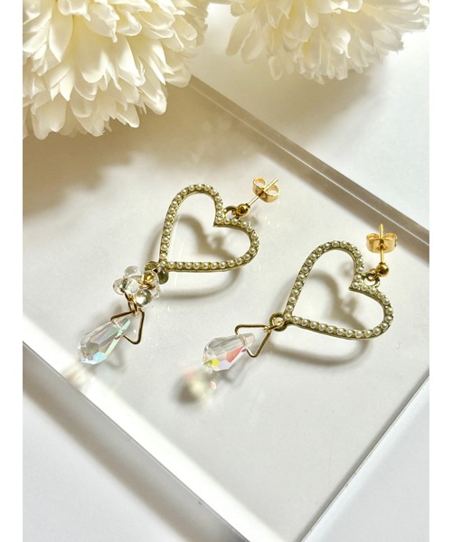 tone(トーン)の「【YM】ハート×パール クリスタルチャーム サージカルステンレスピアス(MA)(ピアス(両耳用)・レディース・クリア・FREE)」の4枚目の写真