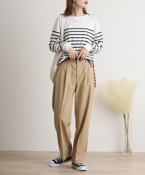 atONE（アットワン）の「atONE パネルストライプデザインロングスリーブTシャツ（Tシャツ/カットソー・レディース・ホワイト×ブラック/ブラック×ホワイト・M-L/4L～5L/LL～3L）」の16枚目の写真